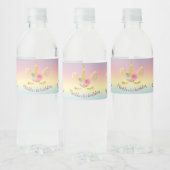 Elegant schattig eerjarig goud glitter unicorn waterfles etiket (Flessen)