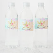 Elegant schattig eerjarig goud glitter unicorn waterfles etiket (Flessen)