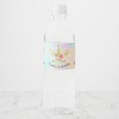 Elegant schattig eerjarig goud glitter unicorn waterfles etiket (Voorkant)