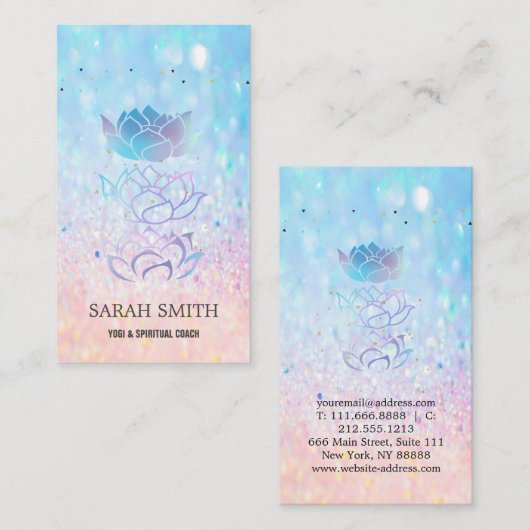 Elegant Schattig Elegant Bokeh holografisch Lotus Visitekaartje (Voorkant / Achterkant)