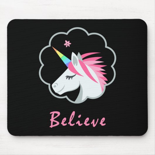 elegant schattig gelooft in unicorns emoji muismat (Voorkant)