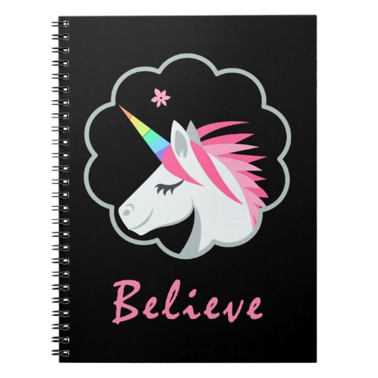 elegant schattig gelooft in unicorns emoji notitieboek (Voorkant)