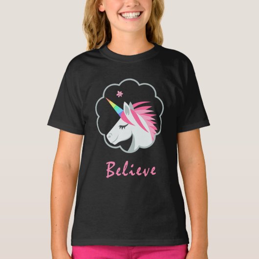 elegant schattig gelooft in unicorns emoji t-shirt (Voorkant)