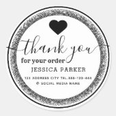 Elegant schattig  hart dank u bedrijf ronde sticker (Voorkant)