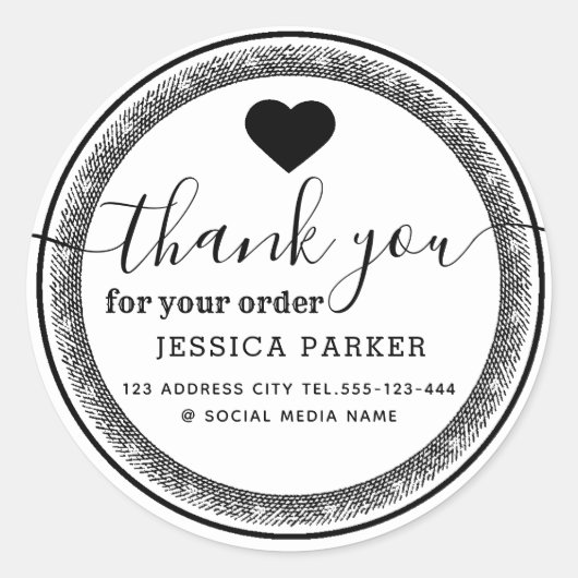 Elegant schattig  hart dank u bedrijf ronde sticker (Voorkant)