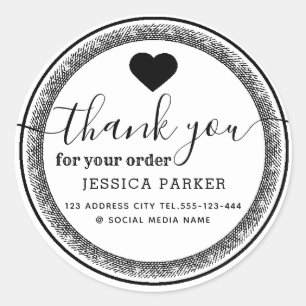 Elegant schattig  hart dank u bedrijf ronde sticker