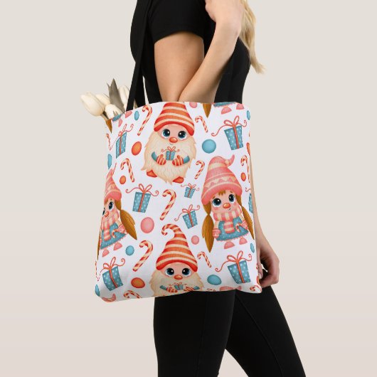 Elegant schattig kerstfeest tote bag (Dichtbij)