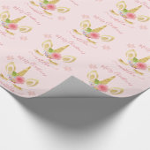 Elegant schattig kerstgoudglitter unicorn cadeaupapier (Hoek)