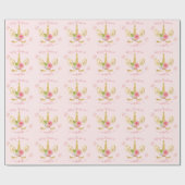Elegant schattig kerstgoudglitter unicorn cadeaupapier (Vlak)