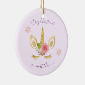 Elegant schattig kerstgoudglitter unicorn keramisch ornament (Rechts)
