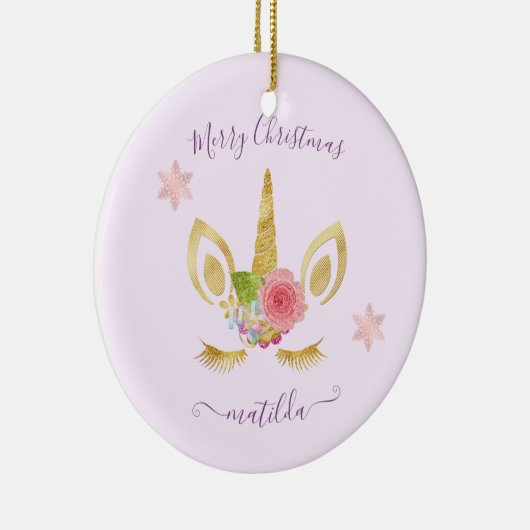 Elegant schattig kerstgoudglitter unicorn keramisch ornament (Rechts)