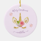 Elegant schattig kerstgoudglitter unicorn keramisch ornament (Achterkant)