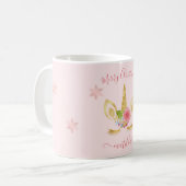 Elegant schattig kerstgoudglitter unicorn koffiemok (Voorkant links)