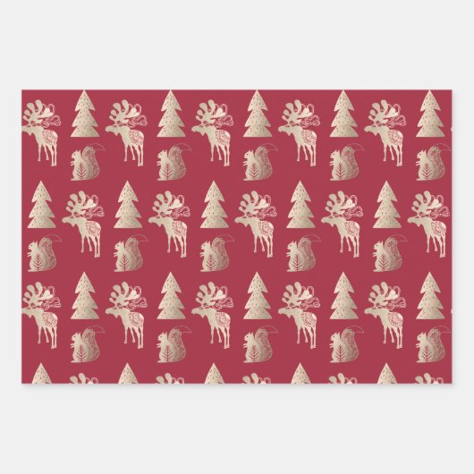 Elegant schattig kerstpatroon inpakpapier vel (Voorkant 3)