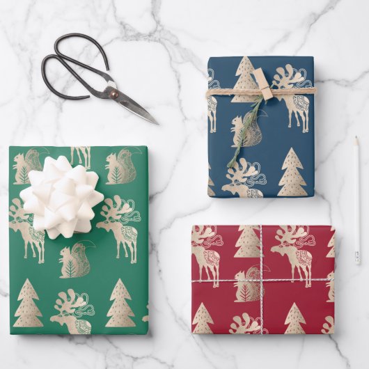 Elegant schattig kerstpatroon inpakpapier vel (Voorkant)