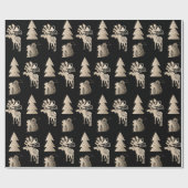 Elegant schattig licht roos gouden kerstpatronen cadeaupapier (Vlak)