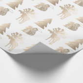 Elegant schattig licht roos gouden kerstpatronen cadeaupapier (Hoek)
