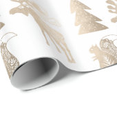 Elegant schattig licht roos gouden kerstpatronen cadeaupapier (Rol Hoek)