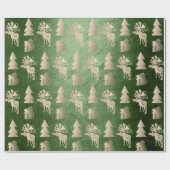 Elegant schattig licht roos gouden kerstpatronen cadeaupapier (Vlak)