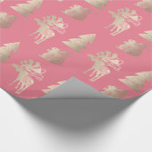 Elegant schattig licht roos gouden kerstpatronen cadeaupapier (Hoek)