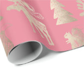 Elegant schattig licht roos gouden kerstpatronen cadeaupapier (Rol Hoek)