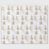 Elegant schattig licht roos gouden kerstpatronen cadeaupapier (Vlak)