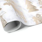 Elegant schattig licht roos gouden kerstpatronen cadeaupapier (Rol Hoek)