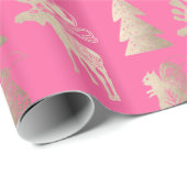 Elegant schattig licht roos gouden kerstpatronen cadeaupapier (Rol Hoek)