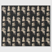 Elegant schattig licht roos gouden kerstpatronen cadeaupapier (Vlak)