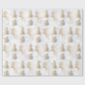 Elegant schattig licht roos gouden kerstpatronen cadeaupapier (Vlak)