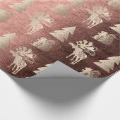 Elegant schattig licht roos gouden kerstpatronen cadeaupapier (Hoek)