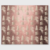 Elegant schattig licht roos gouden kerstpatronen cadeaupapier (Vlak)