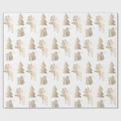 Elegant schattig licht roos gouden kerstpatronen cadeaupapier (Vlak)