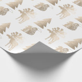 Elegant schattig licht roos gouden kerstpatronen cadeaupapier (Hoek)