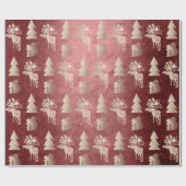 Elegant schattig licht roos gouden kerstpatronen cadeaupapier (Vlak)