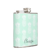 Elegant schattig  mijnengroen anananaseppatroon heupfles (Rechts)