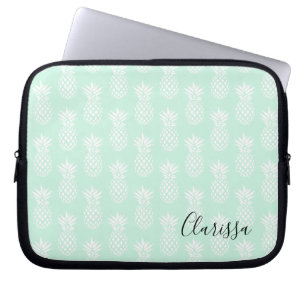 Elegant schattig  mijnengroen anananaseppatroon laptop sleeve