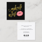 Elegant schattig pastel roze lippen goudmake-up ku vierkante visitekaartje (Voorkant / Achterkant)