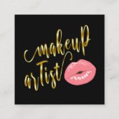 Elegant schattig pastel roze lippen goudmake-up ku vierkante visitekaartje (Voorkant)