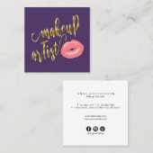 Elegant schattig pastel roze lippen goudmake-up ku vierkante visitekaartje (Voorkant / Achterkant)