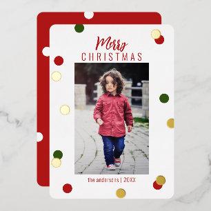 Elegant Schattig Prettig Kerstmis Custom Foto  Folie Feestdagenkaart