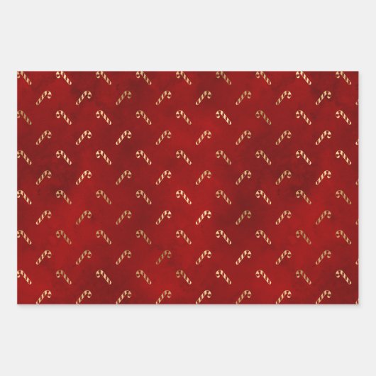 Elegant schattig rood en goud folie snoeprietpatro inpakpapier vel (Voorkant 2)