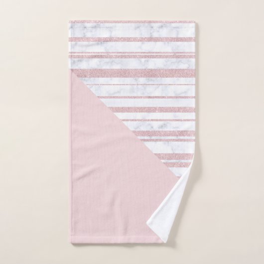Elegant schattig roos goudglitter stripe witte mar bad handdoek (Handdoek)