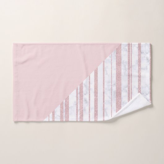 Elegant schattig roos goudglitter stripe witte mar bad handdoek (Handdoek)