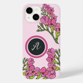 Elegant schattig roze bloemen bloemenpatroon Case-Mate iPhone 14 hoesje