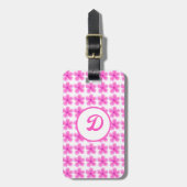 Elegant schattig roze modern monogrammed bagagelabel (Voorkant verticaal)