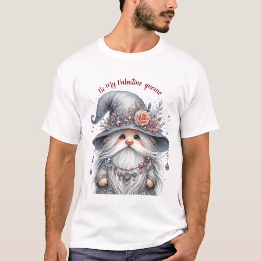 Elegant schattig zilveren valentijn kabouter t-shirt (Voorkant)