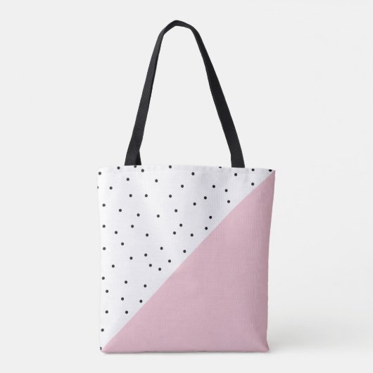 Elegant schattig zwart stip pastelroze tote bag (Achterkant)