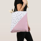 Elegant schattig zwart stip pastelroze tote bag (Dichtbij)