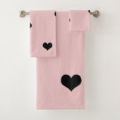 Elegant schattig zwart-wit roze hartritme bad handdoek (Insitu)